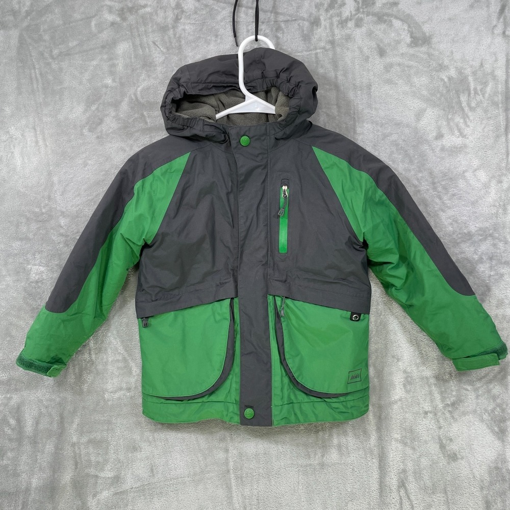 REI Boys‎ Size  XXS (4-5) Green Hooded Full Zip Insulated Winter Parka  FLAW!
